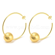 Серьги-гвоздики из латуни с круглыми бусинами EJEW-Q785-23G