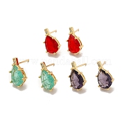 Серьги-гвоздики с кубическим цирконием EJEW-C057-13G