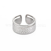 304 Stainless Steel Hammered Open Cuff Ring for Women RJEW-S405-221P