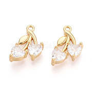 Латунные микропаве прозрачные подвески с фианитом KK-T078-04G-03