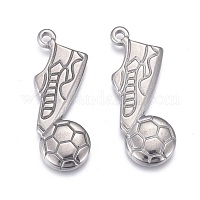 SUNNYCLUE 1 Box 20pcs Soccer Charms Sport Charm Stainless Steel Football Charms Sports Ball Flat Round Charm for Jewelry Making