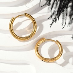 202 Creolen aus Edelstahl, hypoallergene Ohrringe, mit Stift aus chirurgischem Edelstahl 316, Ionenbeschichtung (ip), golden, 18x2.5 mm