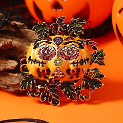 Broches citrouilles en alliage émaillé pour Halloween pour femmes, jaune, 54x52mm