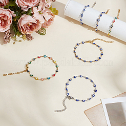 6 шт. двухцветные браслеты из нержавеющей стали и эмали для женщин&nbsp;BJEW-GO0001-30