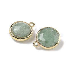 Плоские круглые подвески из натурального зеленого авантюрина&nbsp;G-U028-03G-08