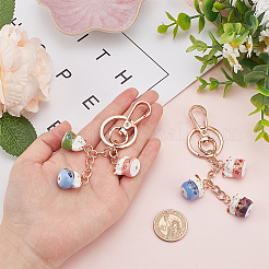 2шт 2 цвета maneki neko счастливый кот фарфоровый кулон брелок&nbsp;KEYC-OC0001-42A