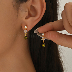 Латунные серьги-гвоздики в форме каплевидных подвесок&nbsp;SW0277