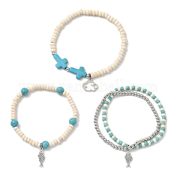 3 шт. 3 стильных браслета из сплава с подвесками&nbsp;BJEW-JB12286