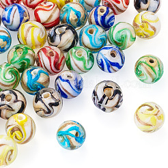36pcs 6 Farben handgemachte Goldsand-Bunte Malereiperlen&nbsp;LAMP-TA0002-61