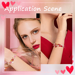 DIY-Set zum Basteln von doppellagigen Stretch-Armbändern mit Valentinstagsthema aus Emaille-Anhängern und Glasperlen&nbsp;DIY-SC0028-70