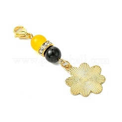 5 pieza de 5 estilos de adornos colgantes de aleación de esmalte con forma de abejas y flores&nbsp;HJEW-TA00319