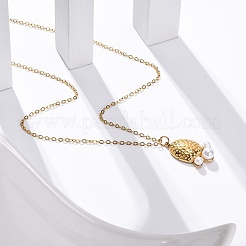 Colliers à chaîne avec pendentif en forme de patte de perle en acier inoxydable 304 et en plastique plaqué sous vide PVD pour femmes&nbsp;STAS-Z114-16G