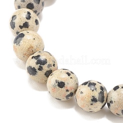 Ensemble de bracelets extensibles en jaspe dalmatien naturel et roche de lave 2pcs 2 styles&nbsp;BJEW-JB08193-02