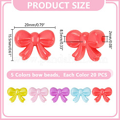 100шт 5 цвета непрозрачные акриловые бусины&nbsp;MACR-HY0001-16