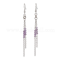 Pendientes colgantes redondos de amatista natural de acero inoxidable 304&nbsp;EJEW-JE06783-01