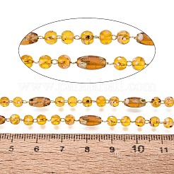 Catene a maglie in ottone e perline di vetro fatte a mano in stile Picasso&nbsp;CHC-Q021-07B-G