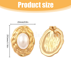 1 пара овальных сережек-гвоздиков из АБС-пластика с жемчугом&nbsp;EJEW-FI0002-21