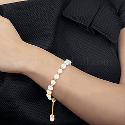 Круглый браслет-слайдер из окрашенного натурального жемчуга и латуни&nbsp;BJEW-AN0001-02