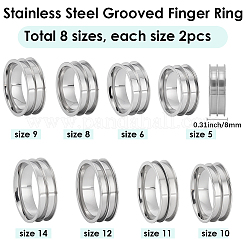 16 шт. 8 стиля 201 заготовка для кольца из нержавеющей стали для изготовления инкрустированных ювелирных изделий&nbsp;RJEW-SC0001-28