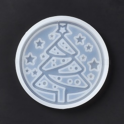 Moules en silicone de tapis de tasse de motif d'arbre de noël bricolage&nbsp;DIY-E055-15