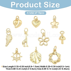 10шт 10 стиля латунные подвески&nbsp;KK-YW0004-40
