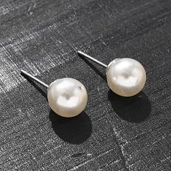 Ohrstecker aus ABS-Kunstperlen in Messing&nbsp;EJEW-B132-01B-P