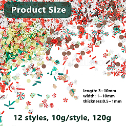120g 12 Stile Weihnachten handgemachte Polymer Clay Cabochons&nbsp;CLAY-DC0001-19