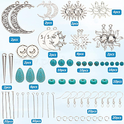 DIY-Sets zur Herstellung synthetischer türkisfarbener Perlen mit Anhängern aus Legierung&nbsp;DIY-SC0027-07