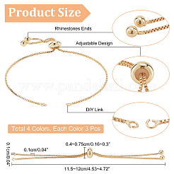 12шт 3-цветный латунный браслет-цепочка&nbsp;KK-NB0002-64