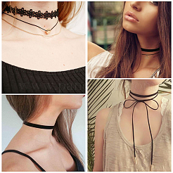 10 Stück 10 Stile Gothic Polyester Spitze Chokerhalsketten&nbsp;NJEW-SC0001-75