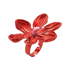 Verstellbare Blumenfingerringe aus Legierung für Damen&nbsp;RJEW-B124-01C