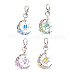 Подвесные украшения из синтетического лунного камня и сплава в форме луны и солнца&nbsp;HJEW-JM04647