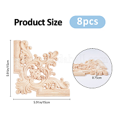 Holz geschnitzte Mittelblume lange Applikation&nbsp;AJEW-WH0752-101