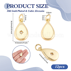 Ciondoli in ottone con micro pavé di zirconi trasparenti da 12 pezzo&nbsp;ZIRC-BC0001-33G