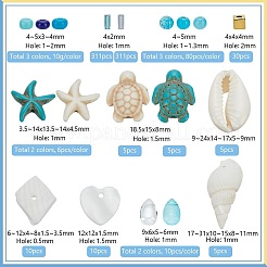 Наборы для самостоятельного изготовления бижутерии из натуральных ракушек каури и синтетической бирюзы на тему океана&nbsp;DIY-PH0028-51