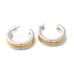 Pendientes de botón de dos tonos de acero inoxidable 304&nbsp;EJEW-F355-05GP-06
