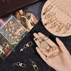 21 шт. 3-цветный крест из сплава с эмалью&nbsp;HJEW-CP00002