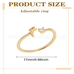 1pc lettre laiton strass ouvert manchette anneaux pour femmes&nbsp;AJEW-LP0004-47F-G