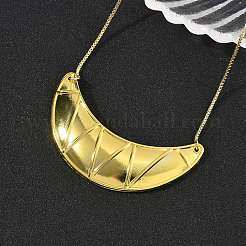 Collares de cadena de caja con colgante de cuerno grande de latón&nbsp;NJEW-L068-01G
