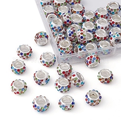 50 pz perline europee con foro grande con strass in argilla polimerica&nbsp;FPDL-YW0001-02