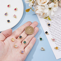 16 шт. 8-цветные подвески из настоящей латуни с покрытием из 18-каратного золота и инкрустацией из кубического циркония&nbsp;ZIRC-HS0001-05