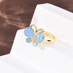 Латунные микро проложить пальцев кольца кубического циркония&nbsp;RJEW-C152-01G