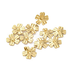 Pendientes de botón con temática floral de acero inoxidable 304 para mujer&nbsp;EJEW-B110-04G-04
