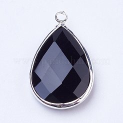 Goccia di vetro in ottone placcato color argento&nbsp;X-GLAA-M006-A-12S