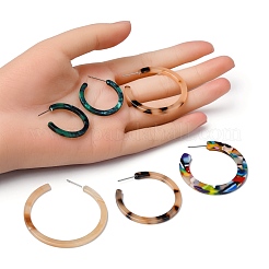 4 par de pendientes de medio aro de acetato de celulosa (resina) de 4 estilos para mujer&nbsp;EJEW-FS0001-02