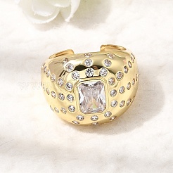 Bagues ouvertes en laiton avec micro pavé de zircones cubiques pour femmes&nbsp;RJEW-L343-03G