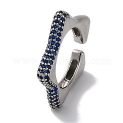Anelli a polsino aperto con zirconi cubici in ottone con placcatura a cremagliera per donna&nbsp;RJEW-S242-02P-A