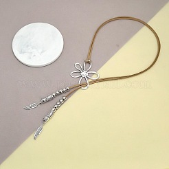 Полые цветы в стиле бохо сплав подвеска верблюжья искусственная замша шнур лариат ожерелья для женщин FS-WGF2926-01