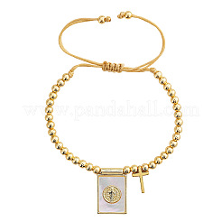 Verstellbare Armbänder mit Anhängern aus Messing und Naturmuscheln&nbsp;MV3027