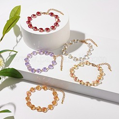 Bracciale con perline di vetro a cuore scintillante per donna ragazza&nbsp;BJEW-JB07177
